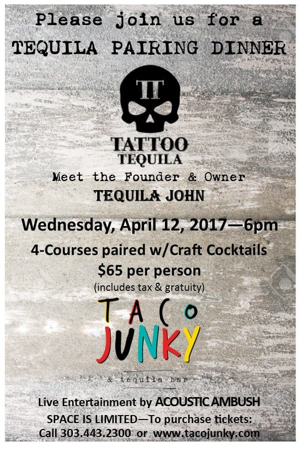 Get Tickets for our Tattoo Tequila Pairing Dinner!